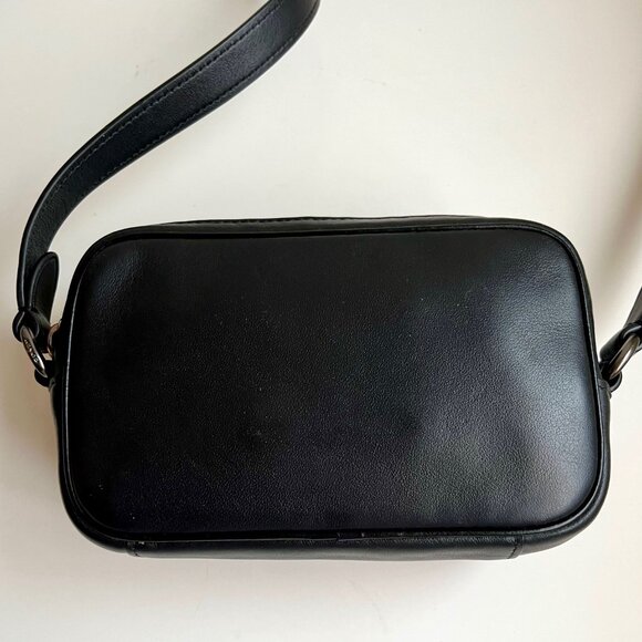 Restored Coach Mini Edge Double Pouch Crossbody Bag in Smooth Black Leather - Picture 3 of 12
